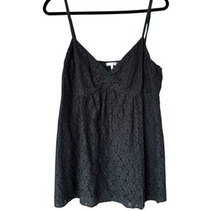 Metro 7‎ Black Floral Lace Cami Tank Top XL (16/18) Lined Cottagecore Boho Goth